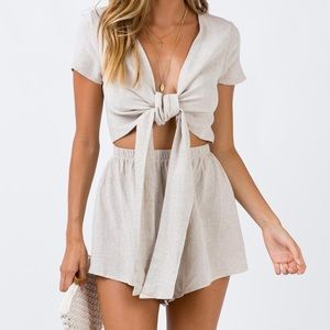 Princess Polly The Ragnar Romper Beige